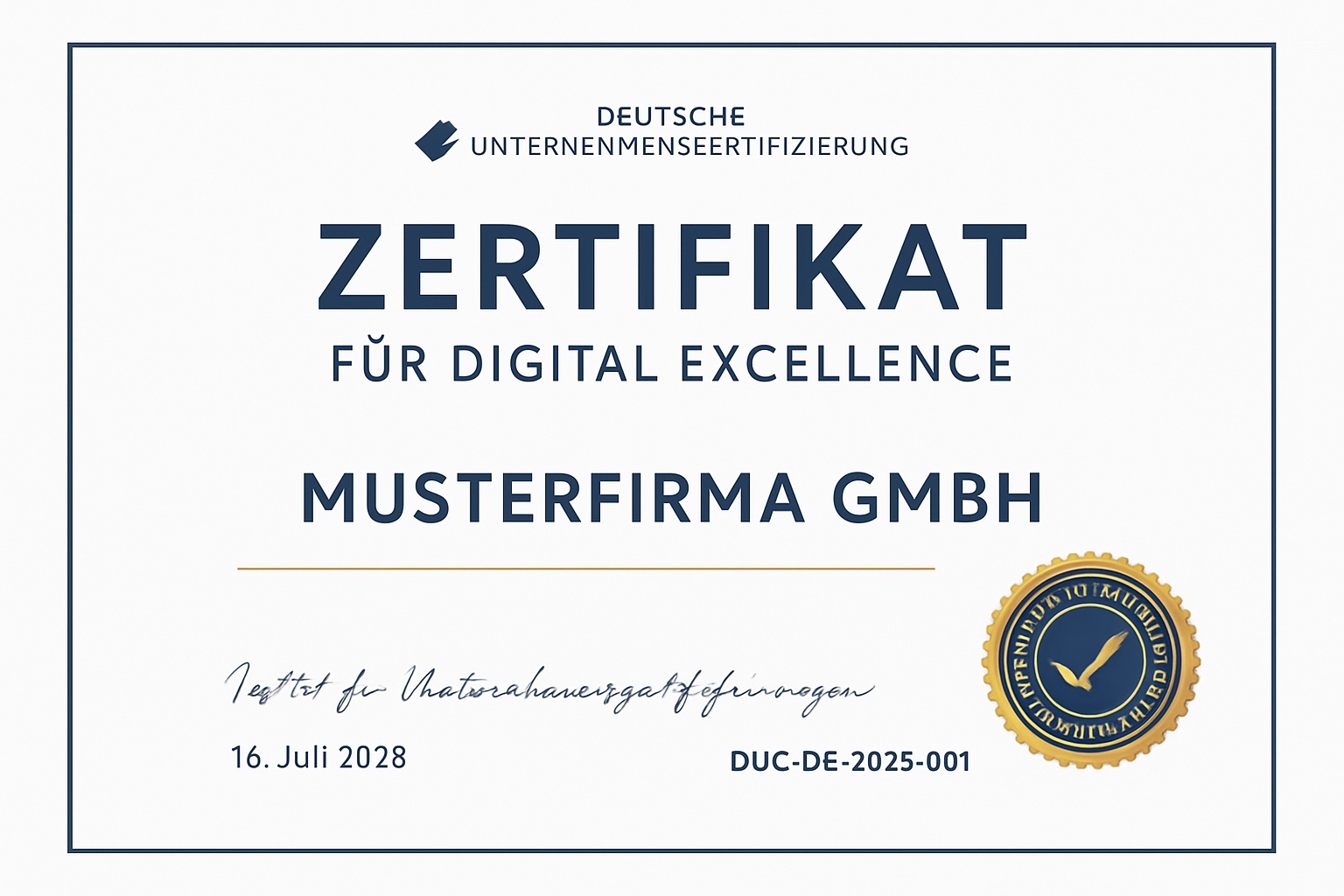 Beispiel Zertifikat für Digital Excellence